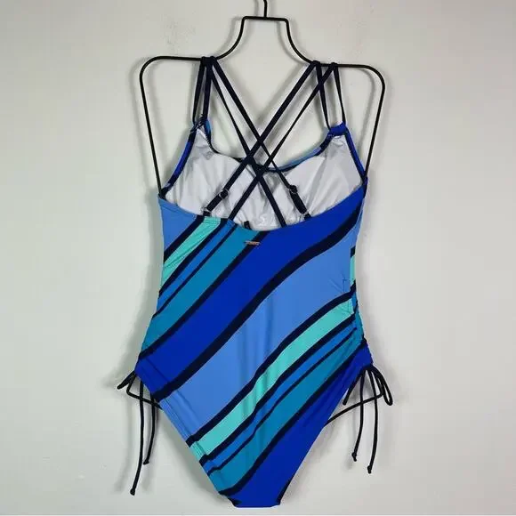 Nautica NWOT Newport Stripe One-Piece Swimsuit Blue M - Picture 4 of 7